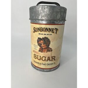 Sunbonnet Sugar Metal Canister Advertising Rustic Farmhouse Collectors Decor...